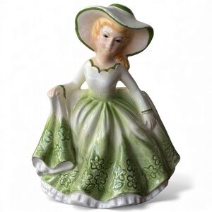 Vintage Relpo Southern Belle Green Floral Ceramic Planter Vase